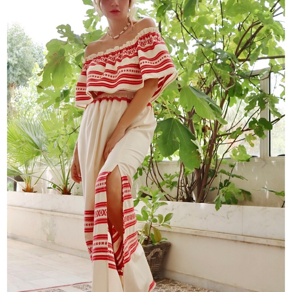 Celia Dragouni Embroidered Maxi Dress